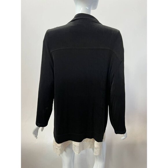 Chicos Travelers Womens Jacket Black Long Sleeve Buttons Notch Collar 2 - Picture 2 of 12